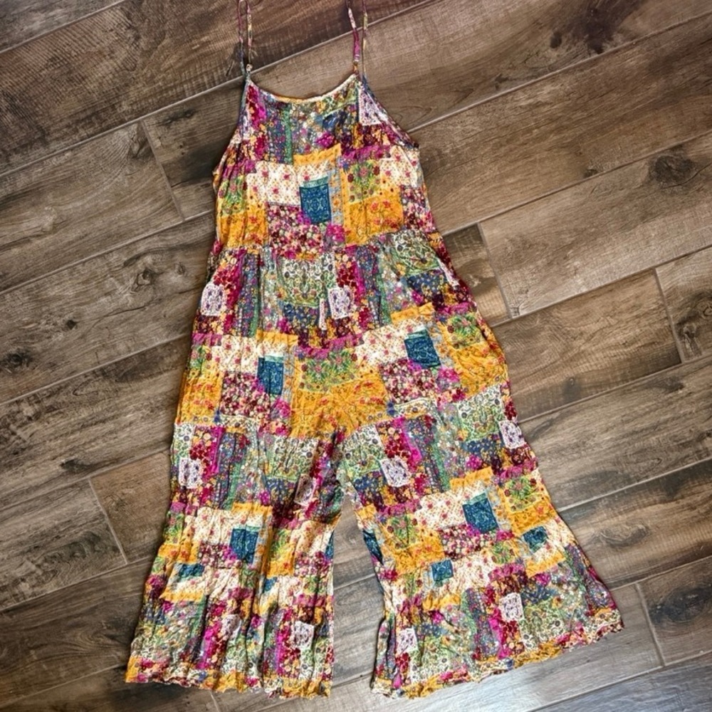 Natural Life Zoe Mandala Patchwork Wide-Leg Jumpsuit,Multi, L (NWOT) - Picture 6 of 10